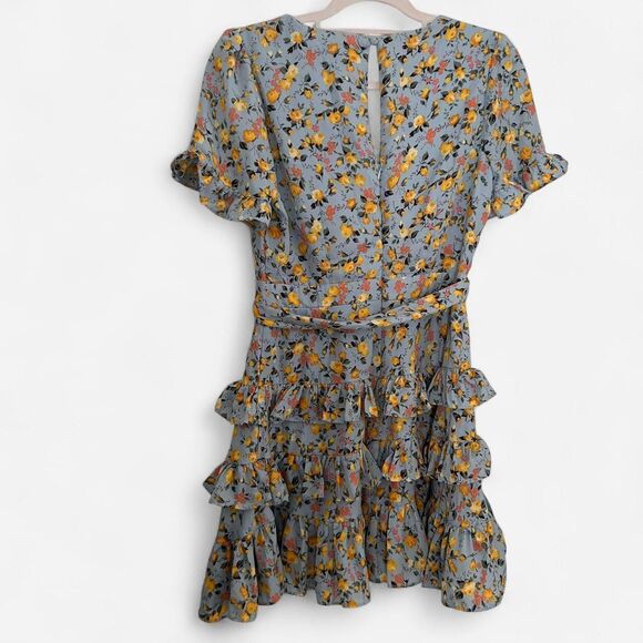 Lulus Feeling Butterflies Light Blue Floral Tiered Ruffle Mini Dress Cottage Sm - Picture 5 of 8